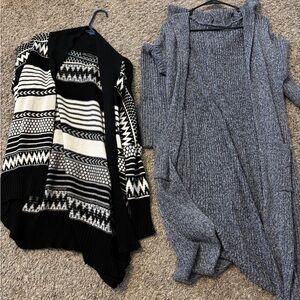 Black and Gray Patterned Women's Sweater Set